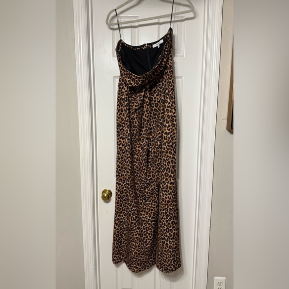 LIKELY Emile Leopard Print Strapless Tie Waist Wide Leg Jumpsuit 14 - Picture 6 of 9